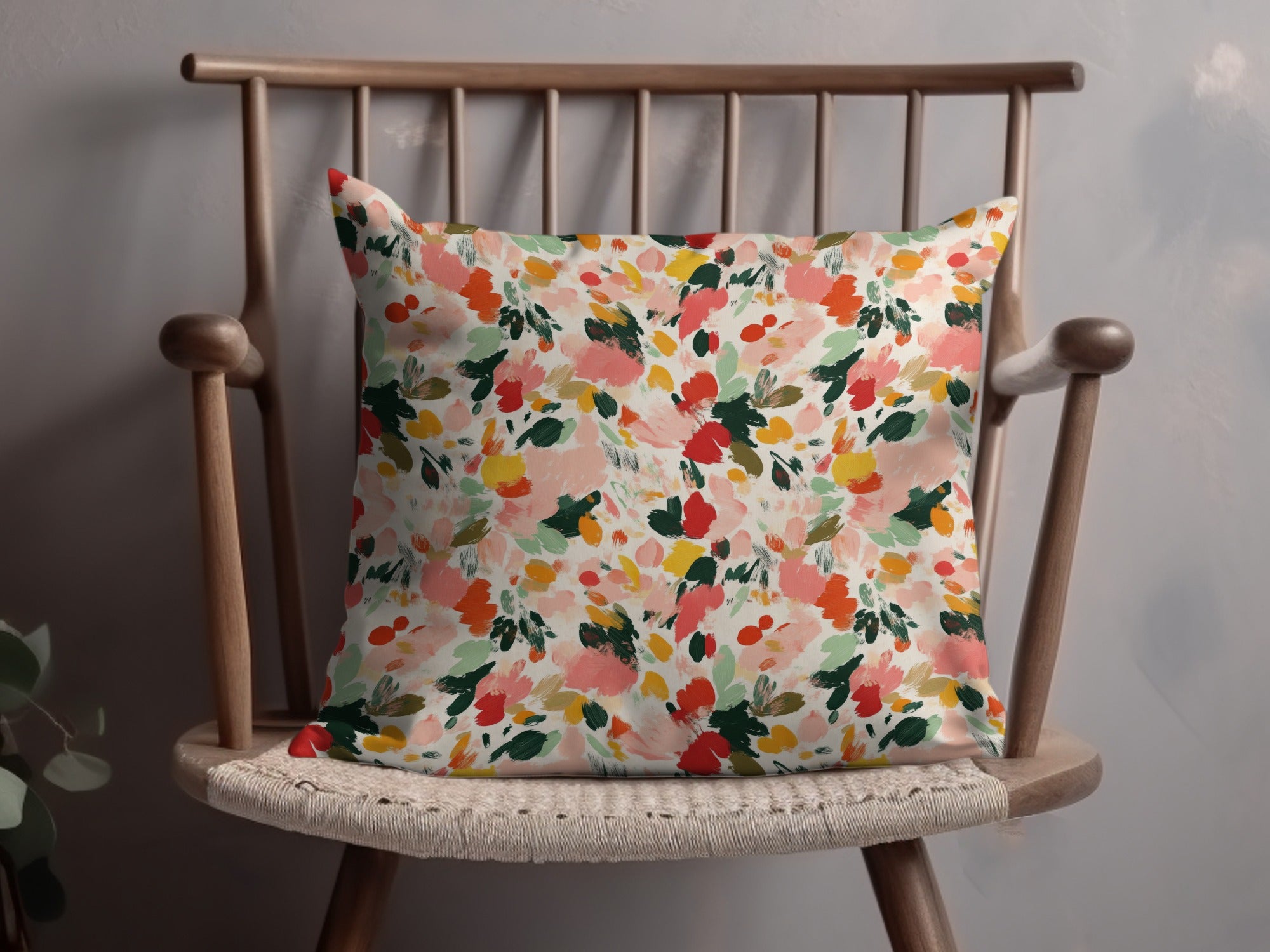 Vibrant Multicolor Floral Pattern Decorative Pillow