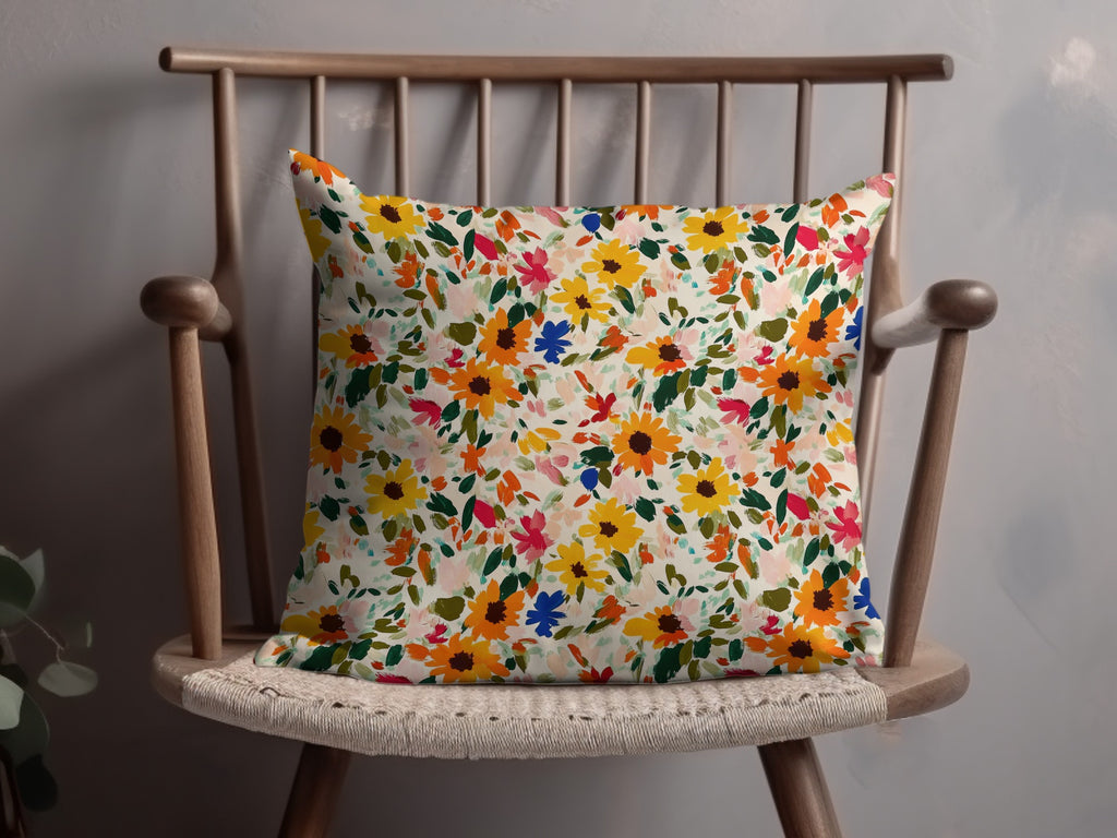 Colorful Floral Pattern Throw Pillow for Home Decor
