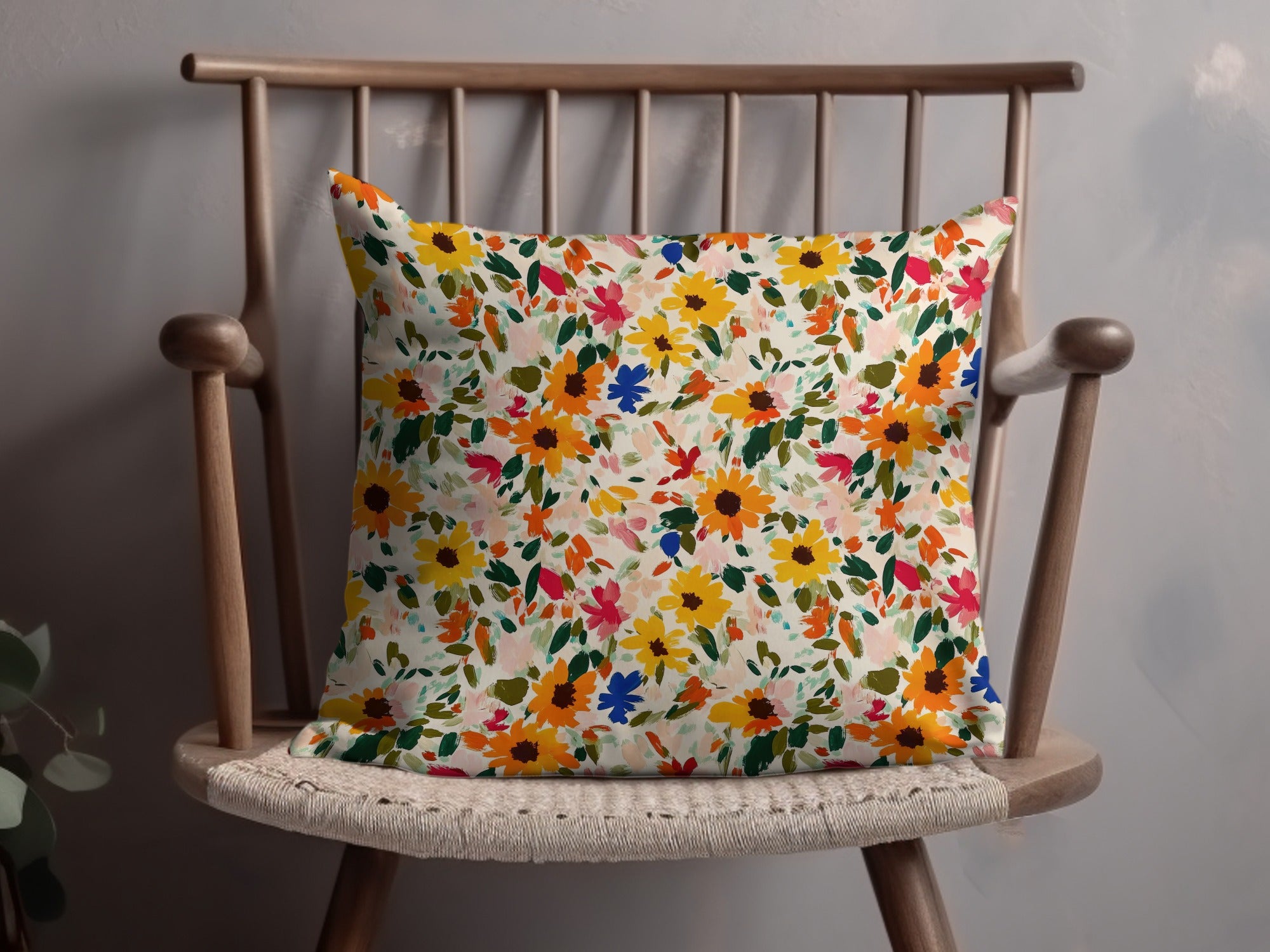 Colorful Floral Pattern Throw Pillow for Home Decor