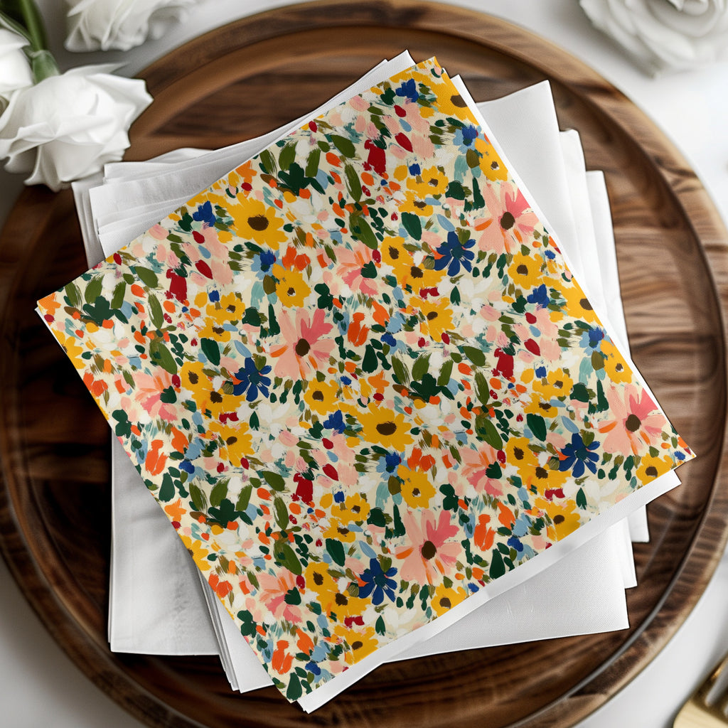 Vibrant Floral Print Multicolor Decorative Napkins