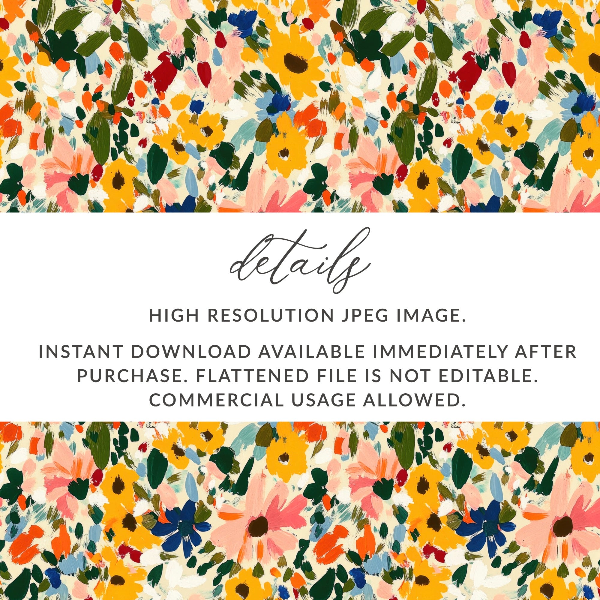 High Resolution Floral Pattern JPEG Image Digital Download