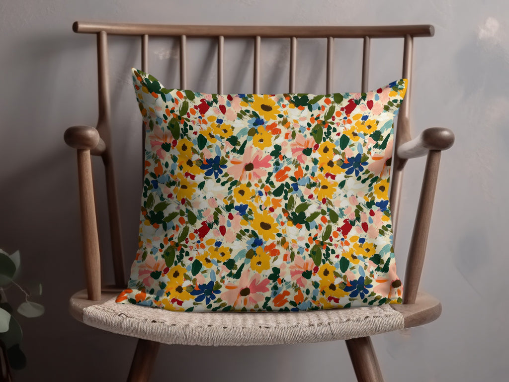 Colorful Floral Pattern Throw Pillow for Home Decor