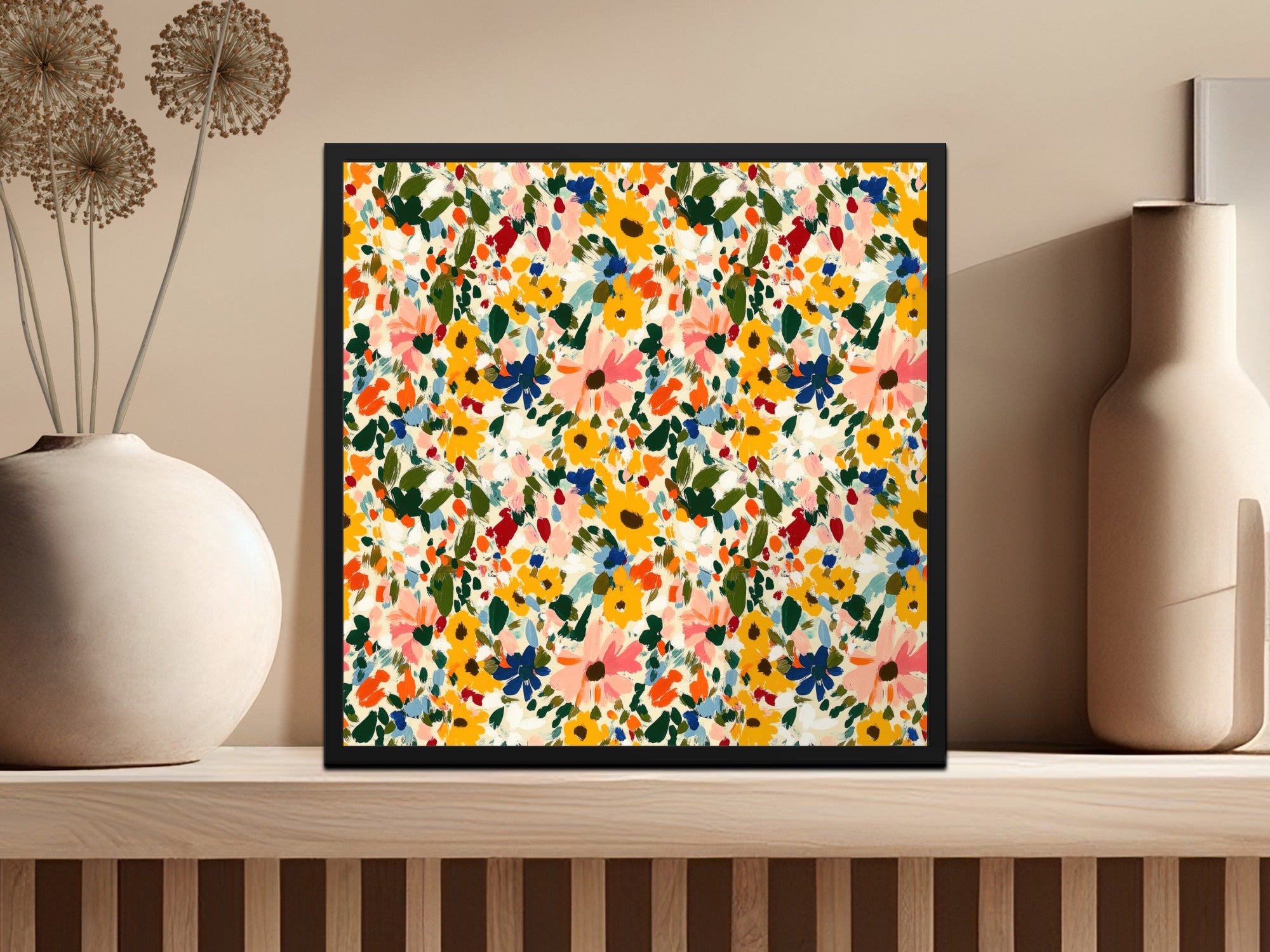 Colorful Abstract Floral Pattern Print Wall Art Decor