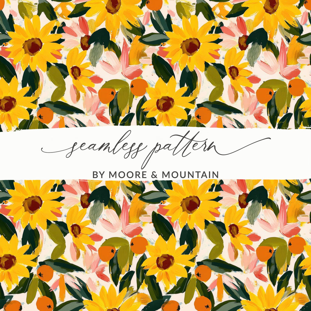 Vibrant Sunflower and Floral Seamless Pattern Design