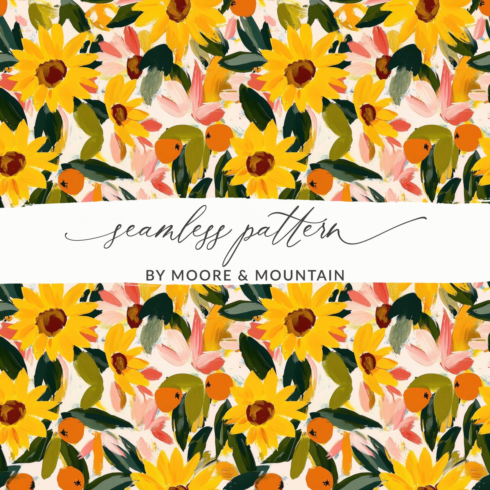 Vibrant Sunflower and Floral Seamless Pattern Design