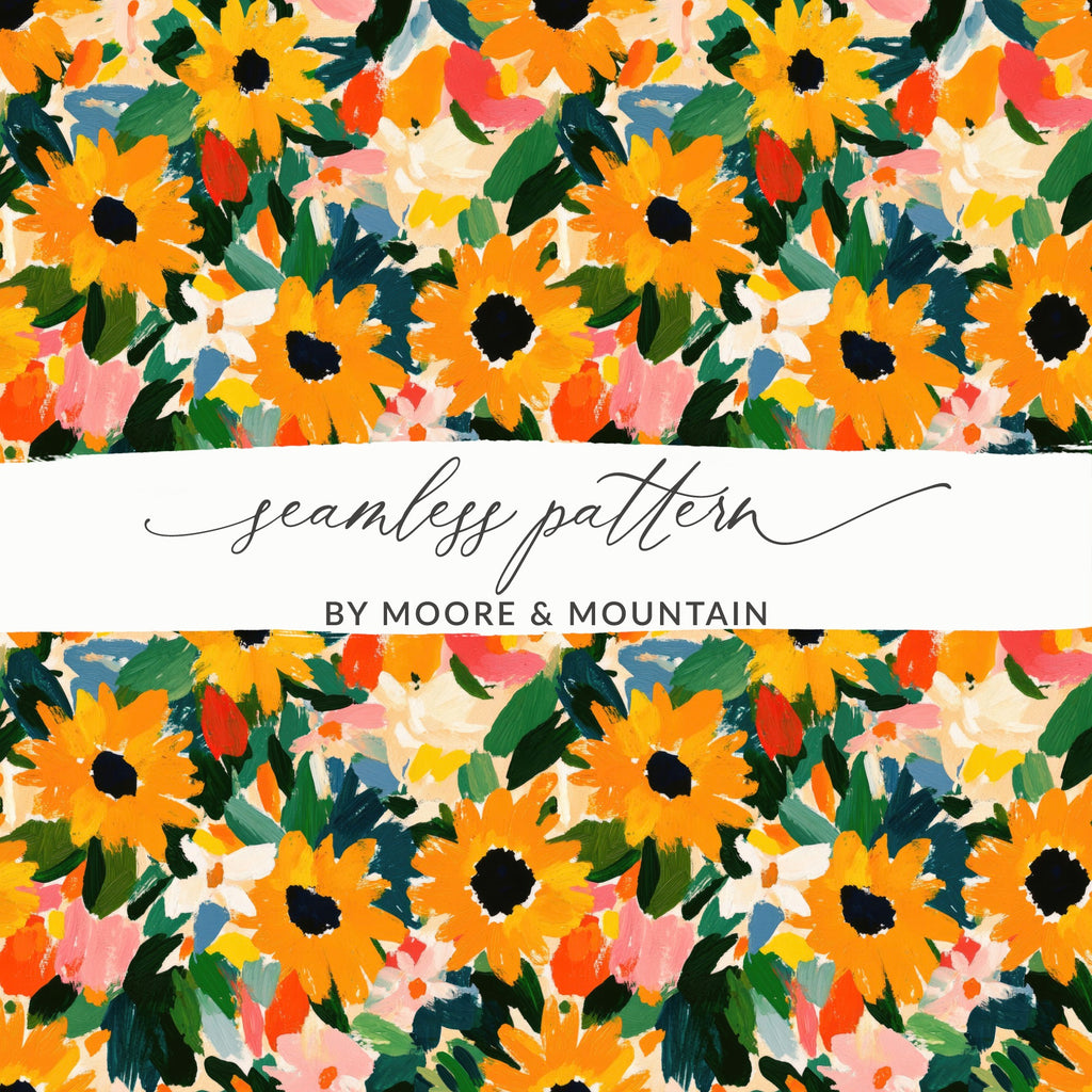 Floral Sunflowers Seamless Pattern Vibrant Design