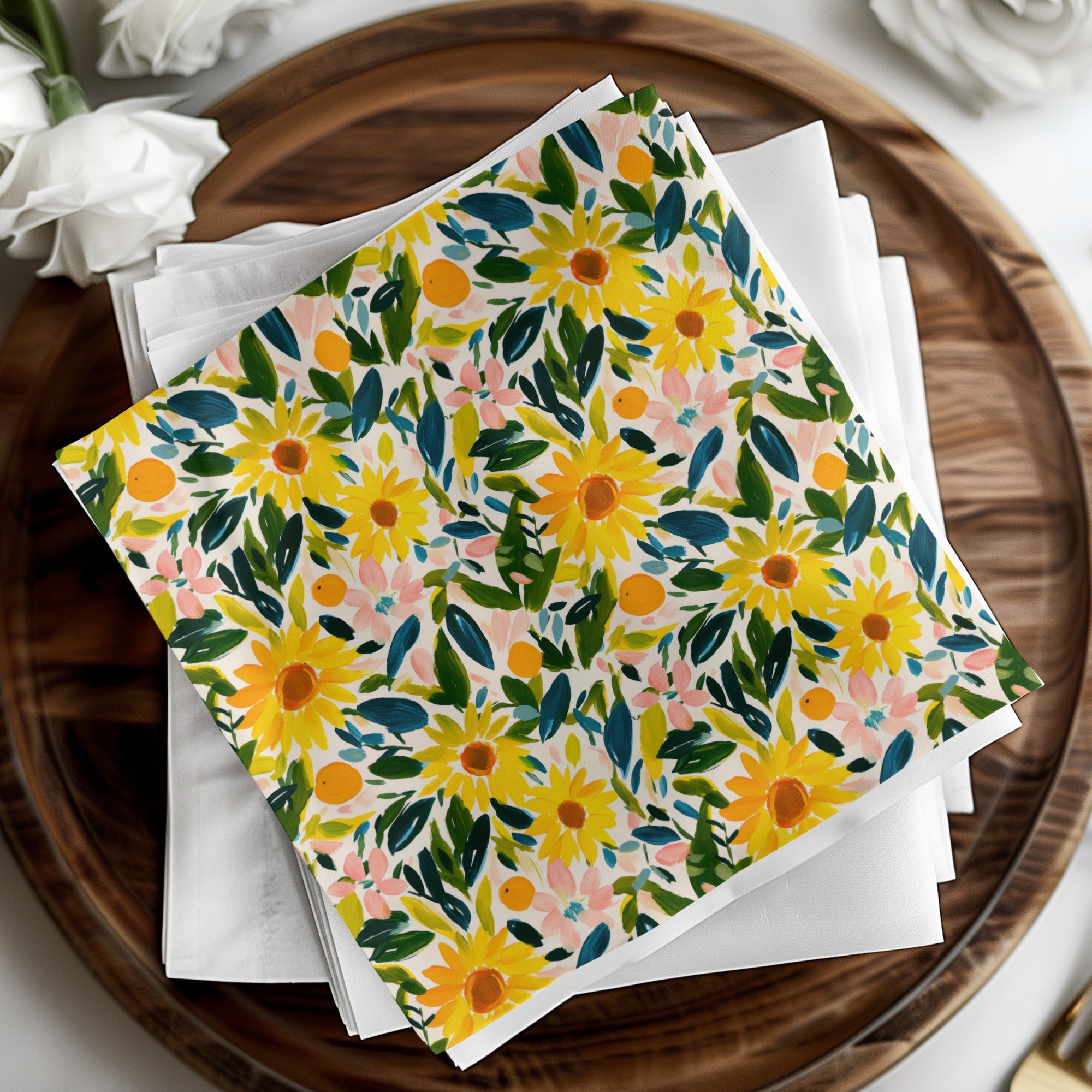 Colorful Floral Print Patterned Napkins for Special Events