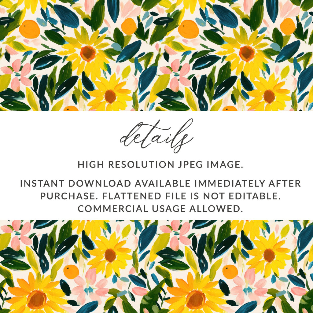 Colorful Sunflower Floral Instant Download JPEG Digital Art