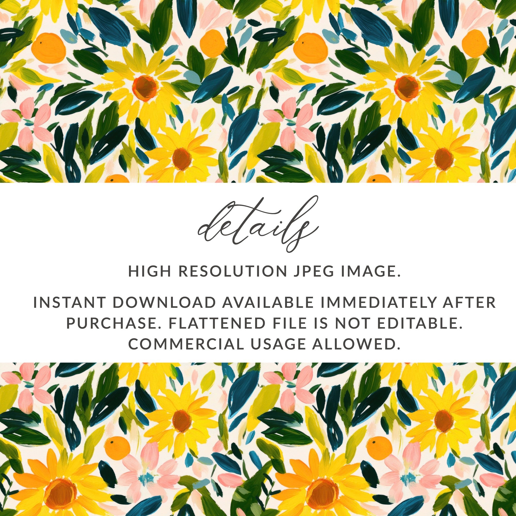 Colorful Sunflower Floral Instant Download JPEG Digital Art