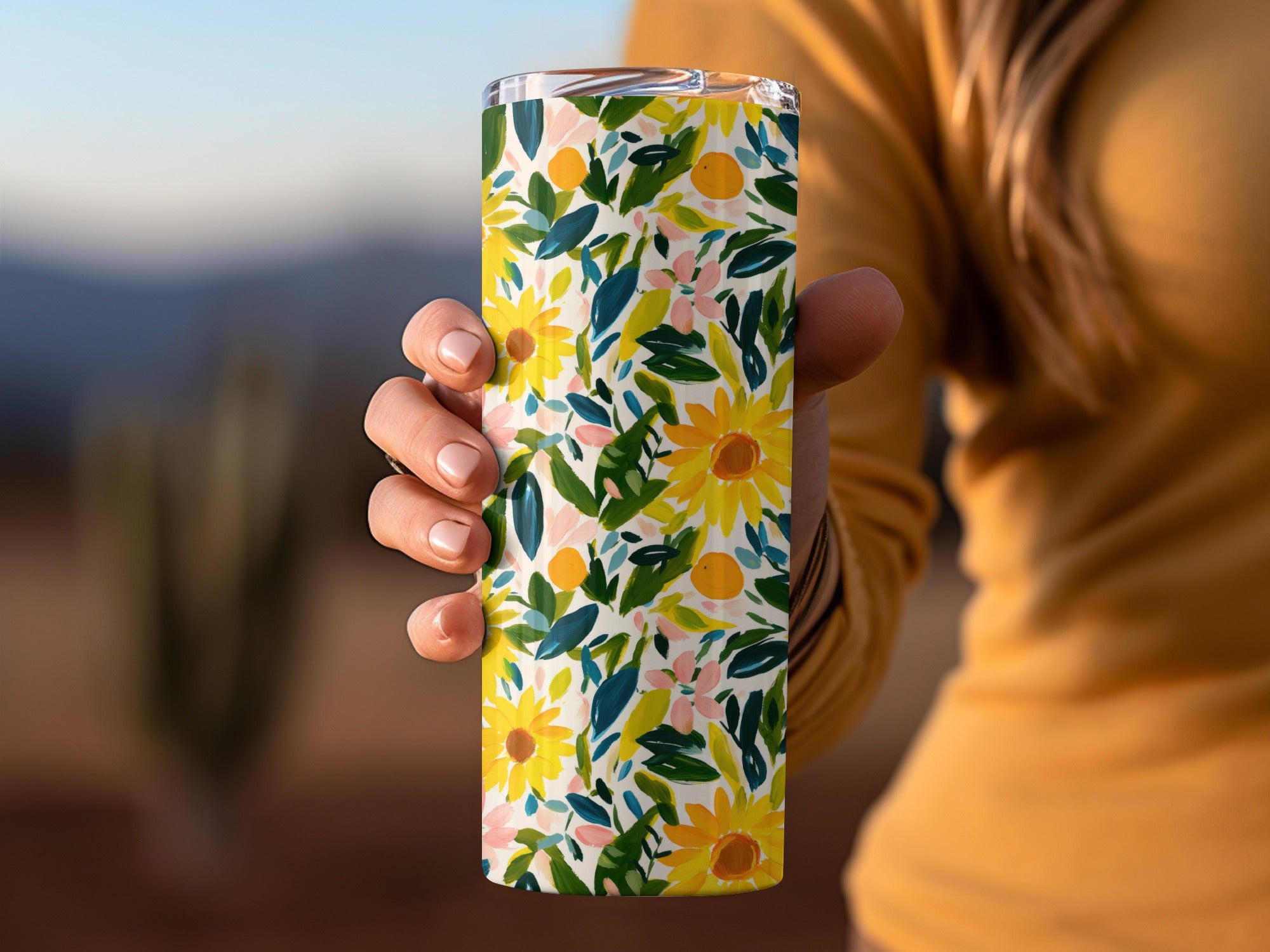 Bright Floral Design Insulated Travel Tumbler Product