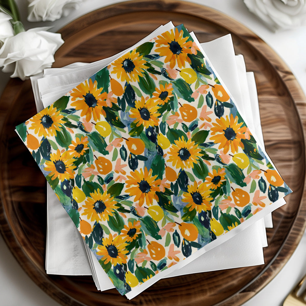 Sunflower and Foliage Art Design Print Décor Product