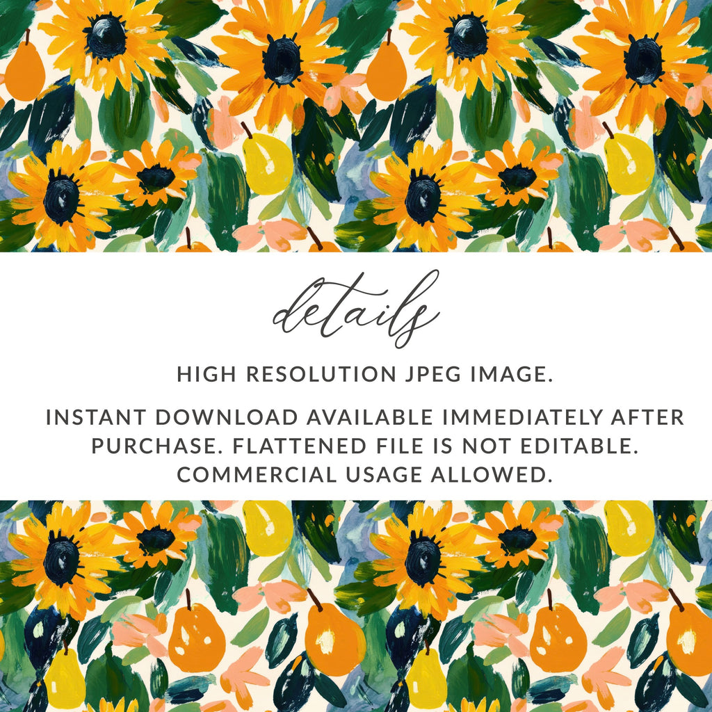 Bright Sunflower and Fruit Pattern JPEG Image