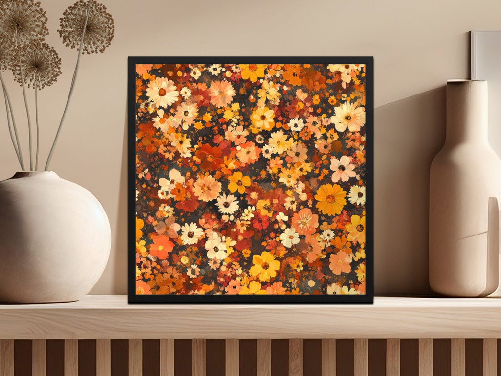 Autumnal Daisy Digital Seamless Pattern, Fall Flower Print, Warm Toned Floral Design, Harvest Colors, Digital Paper - Moore and Mountain
