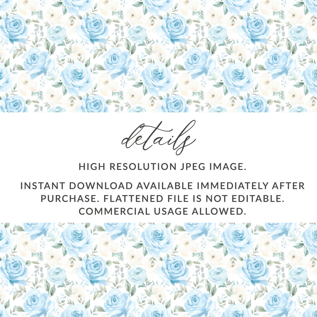 High Resolution Blue Floral JPEG Instant Download Image
