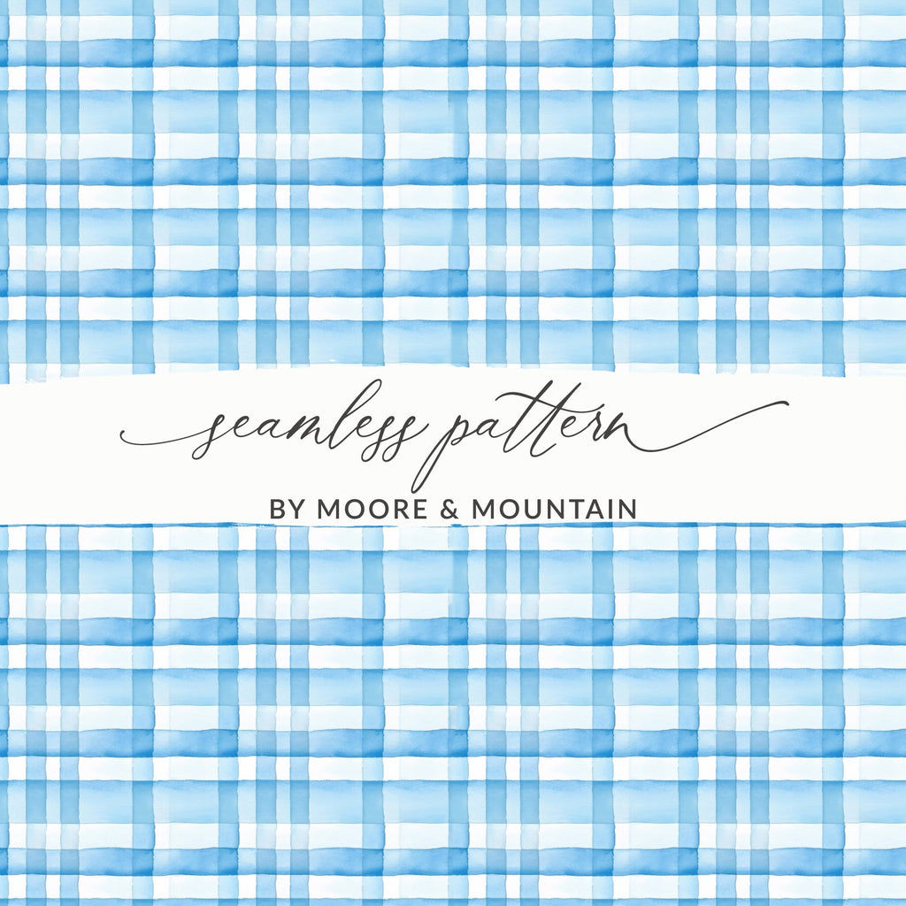 Blue and White Plaid Seamless Pattern design by Moore
