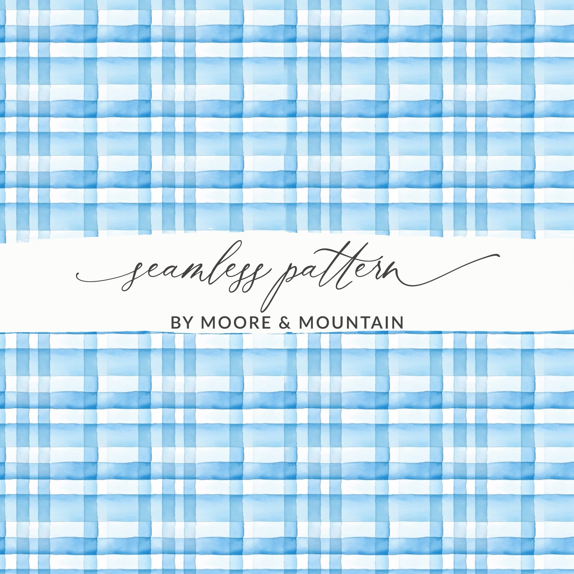 Blue and White Plaid Seamless Pattern design by Moore