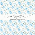 Blue and White Floral Seamless Pattern Digital Design