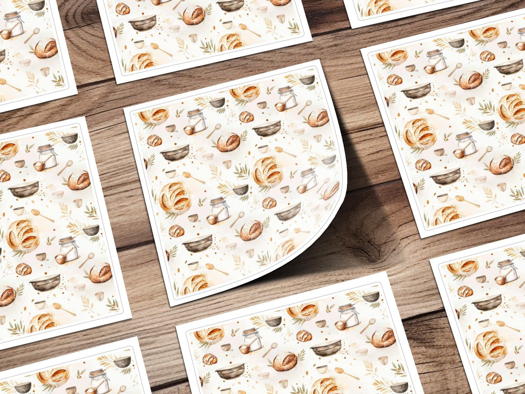 Baking Seamless Pattern Digital, Kitchen Print Fabric Design, Food Illustration Digital Paper, Artisan Bread Texture, JPG Download - Moore and Mountain