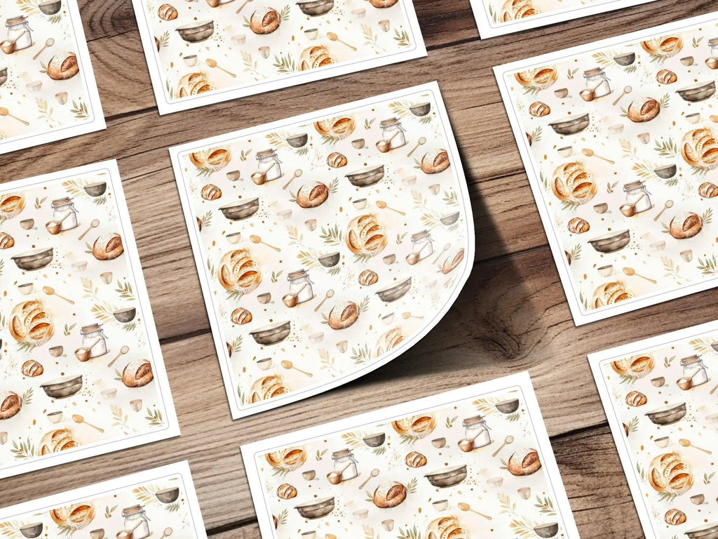 Baking Seamless Pattern, Kitchen Digital Paper, Bread Clipart Design, Food Lover Printable, Culinary Scrapbook Paper, Digital Download - Moore and Mountain