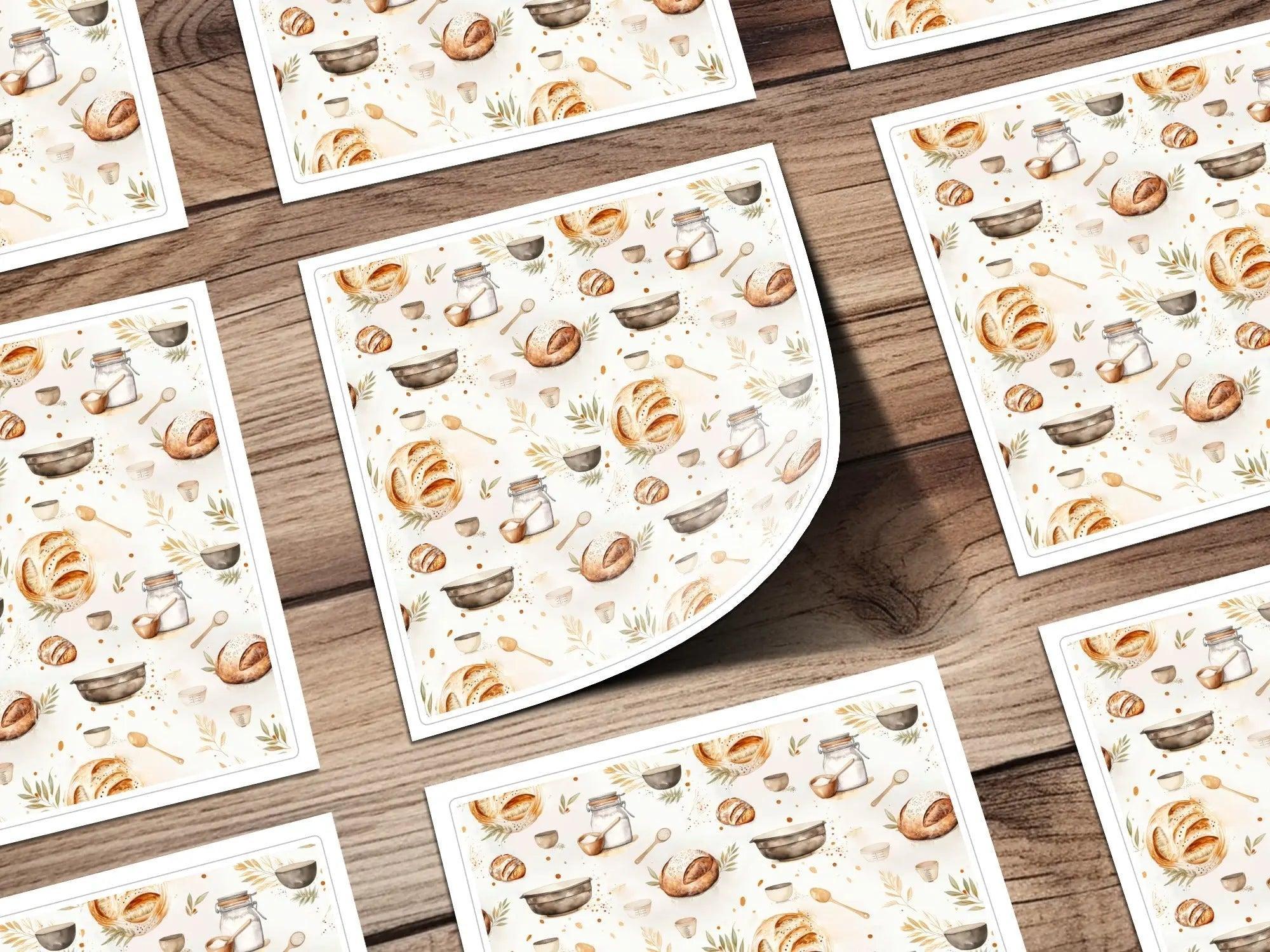 Baking Seamless Pattern, Kitchen Digital Paper, Bread Clipart Design, Food Lover Printable, Culinary Scrapbook Paper, Digital Download - Moore and Mountain