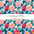 Beautiful Floral Print With Dark Green Leaves Digital - Moore and Mountain