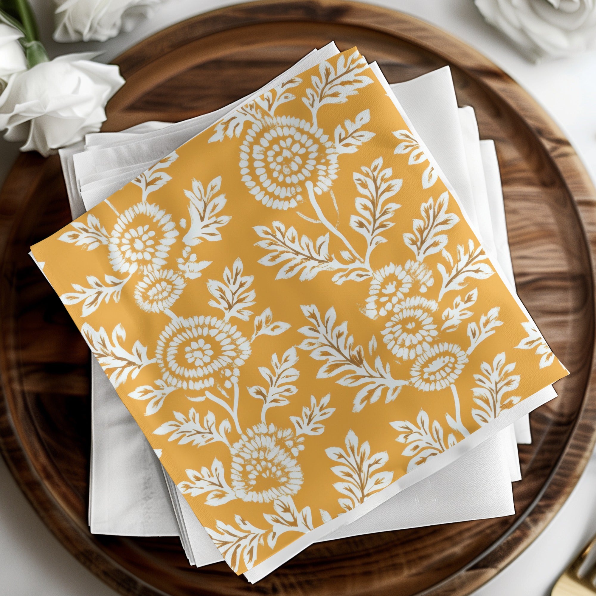 Beautiful Yellow Kalamkari Dandelion Seamless Pattern - Moore and Mountain