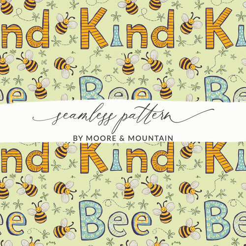Bee Kind Seamless Pattern, Digital Download, Cute Bees, Nursery Print, Digital Paper Pack, Two Scales, Commercial Use, Scrapbook Paper - Moore and Mountain