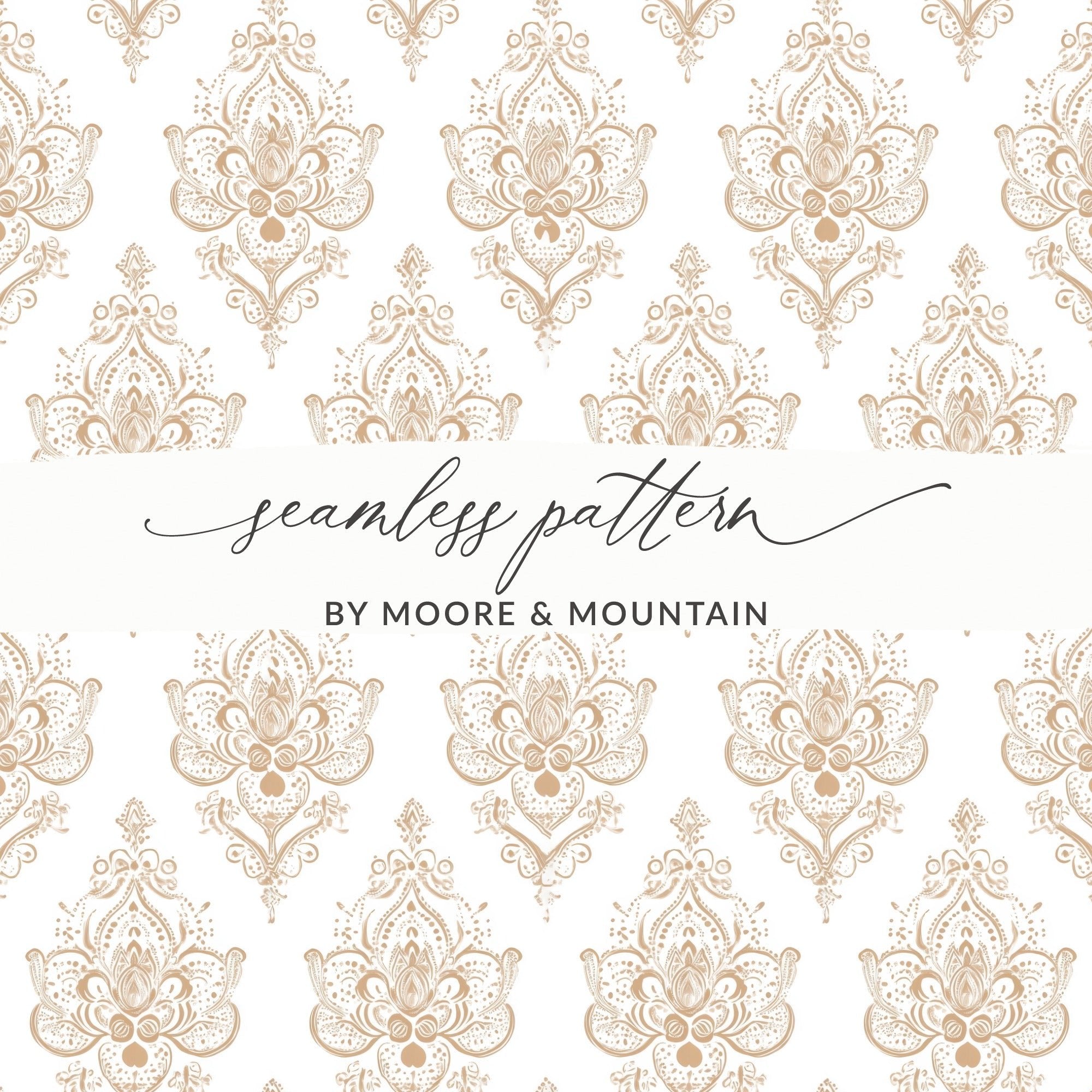 Beige Damask Digital Paper, Seamless Pattern, Neutral Background, Printable Fabric Pattern, Scrapbook Paper, Digital Download - Moore and Mountain