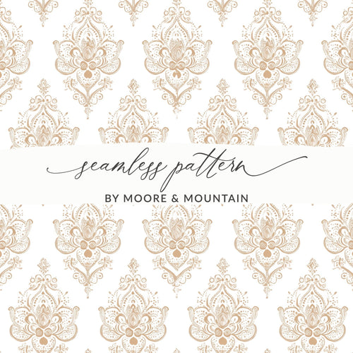 Beige Damask Digital Paper, Seamless Pattern, Neutral Background, Printable Fabric Pattern, Scrapbook Paper, Digital Download - Moore and Mountain