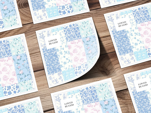 Loved By God Patchwork Floral Design Greeting Card