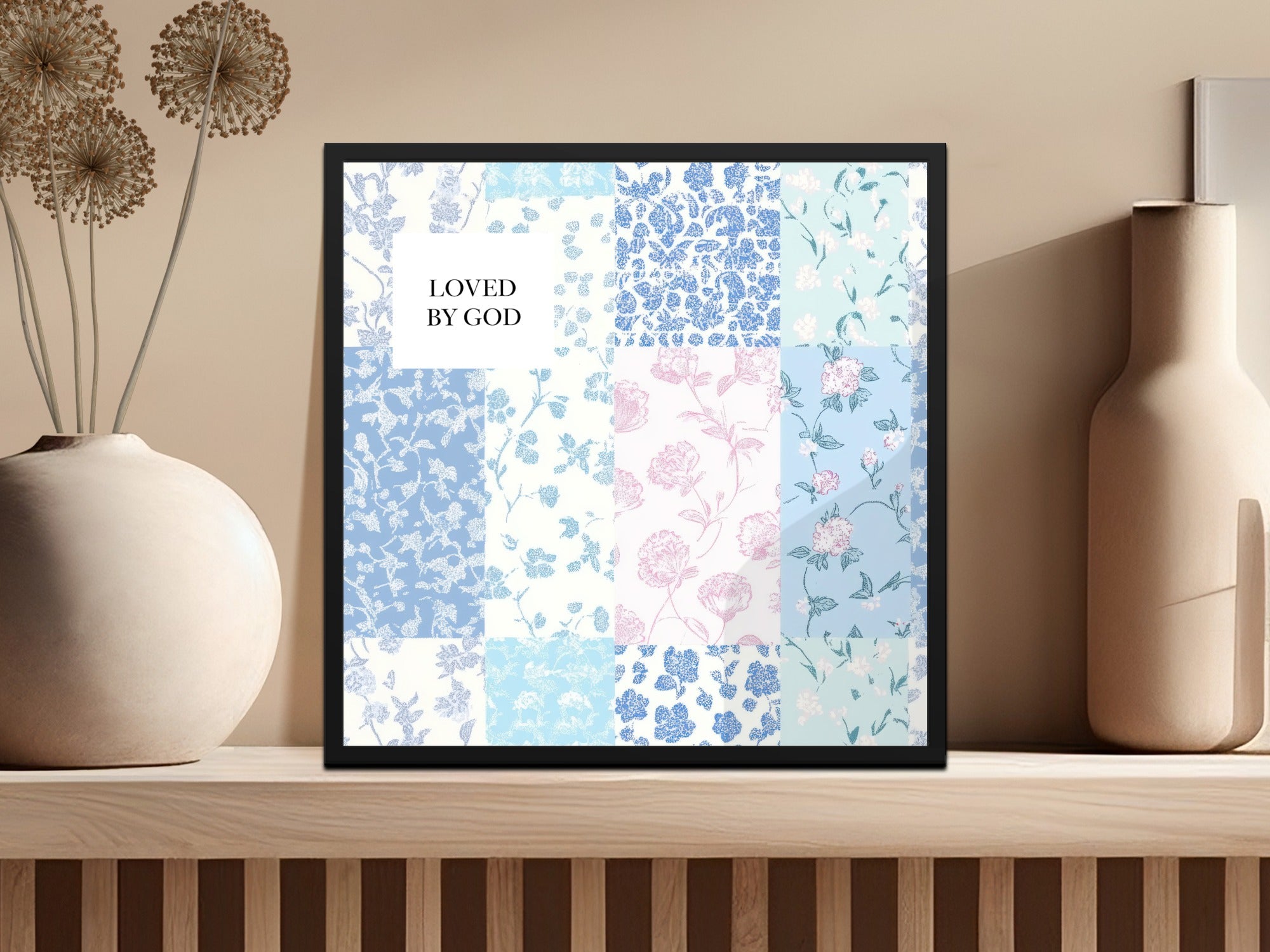 Loved by God Floral Pattern Wall Art