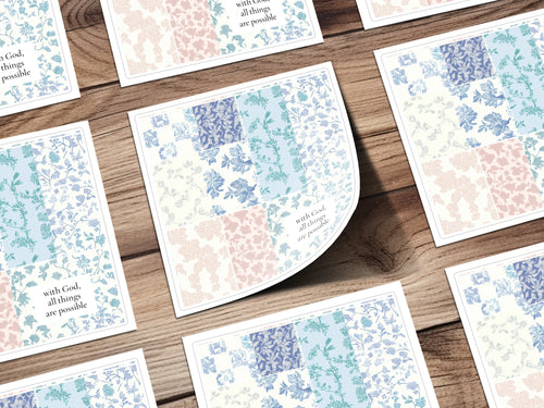 Inspirational Floral Pattern With God All Things Are Possible Card