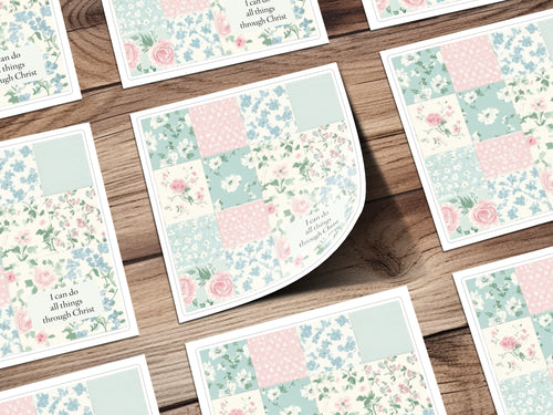 Inspirational Floral Patchwork Design Greeting Card