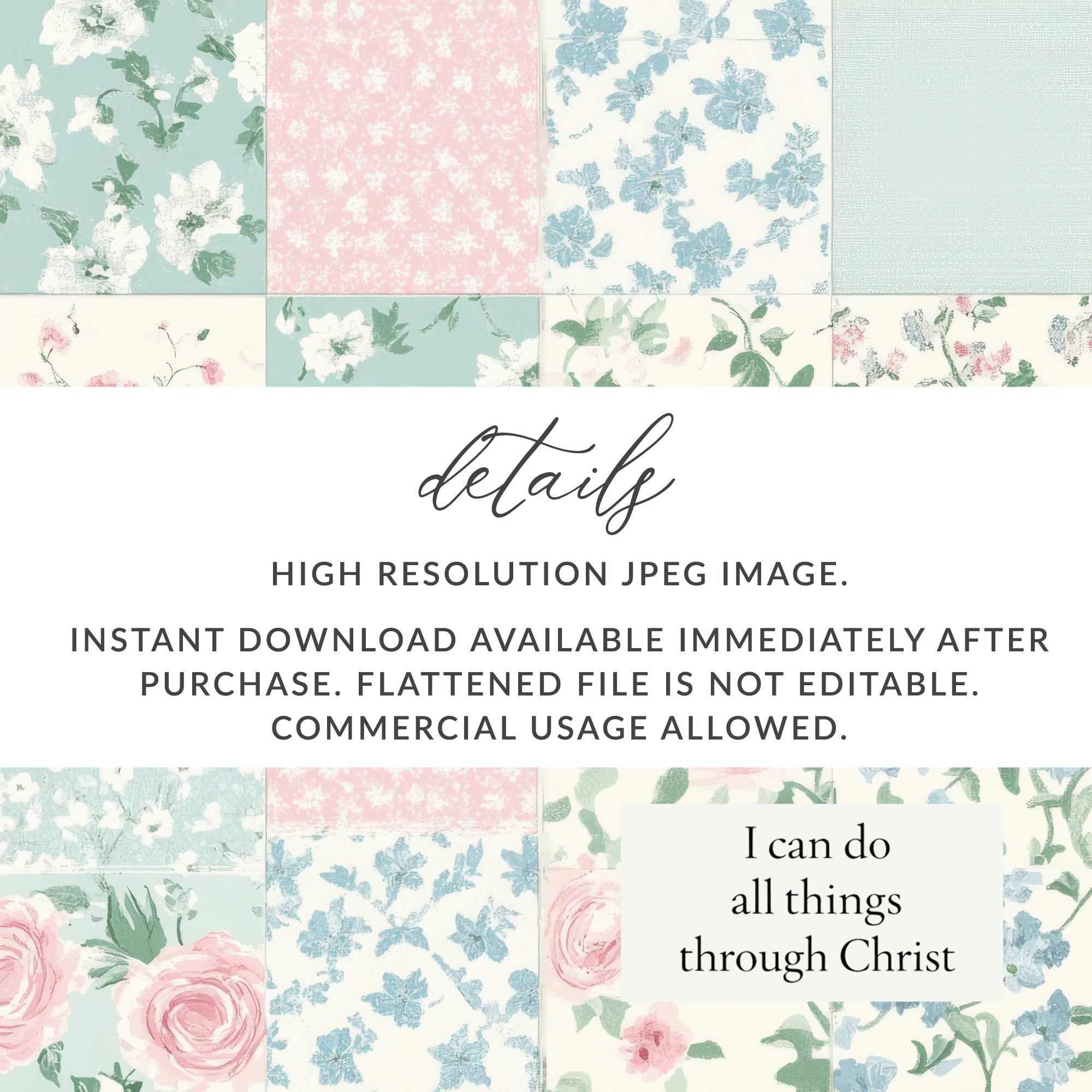 High Resolution Floral Pattern Instant Download JPEG File