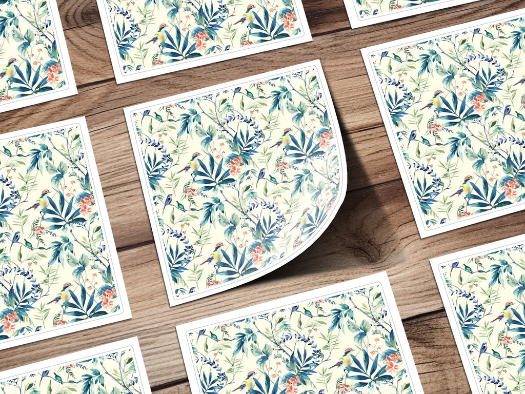 Bird Floral Seamless Pattern Digital Download, Botanical Print, Tropical Flower Design, Fabric Design, Background Texture - Moore and Mountain