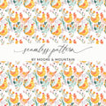 Bird and Floral Digital Seamless Pattern, Pastel Spring Design, 12x12 JPEG, Digital Paper Download, Fabric Design, Print on Demand - Moore and Mountain