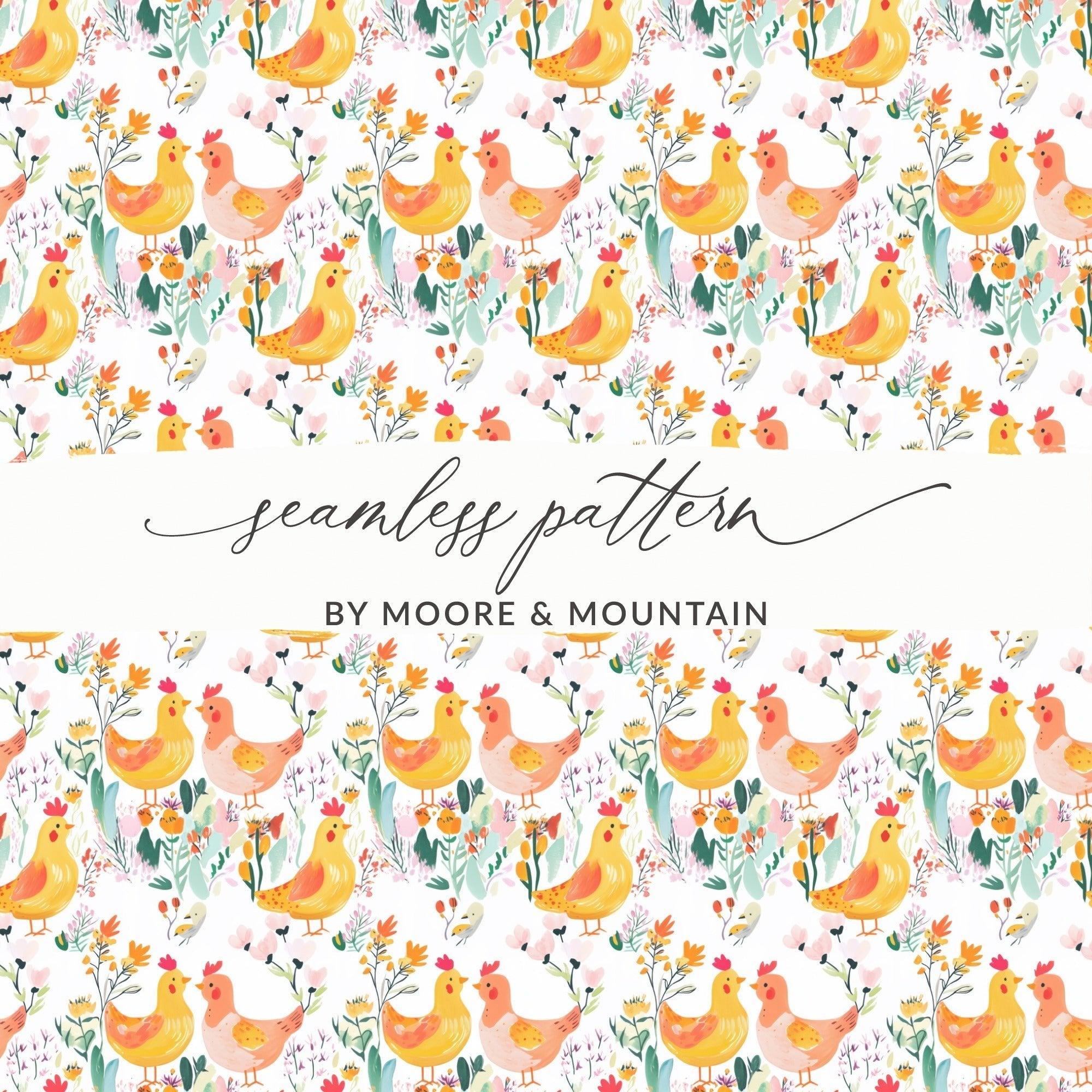 Bird and Floral Digital Seamless Pattern, Pastel Spring Design, 12x12 JPEG, Digital Paper Download, Fabric Design, Print on Demand - Moore and Mountain