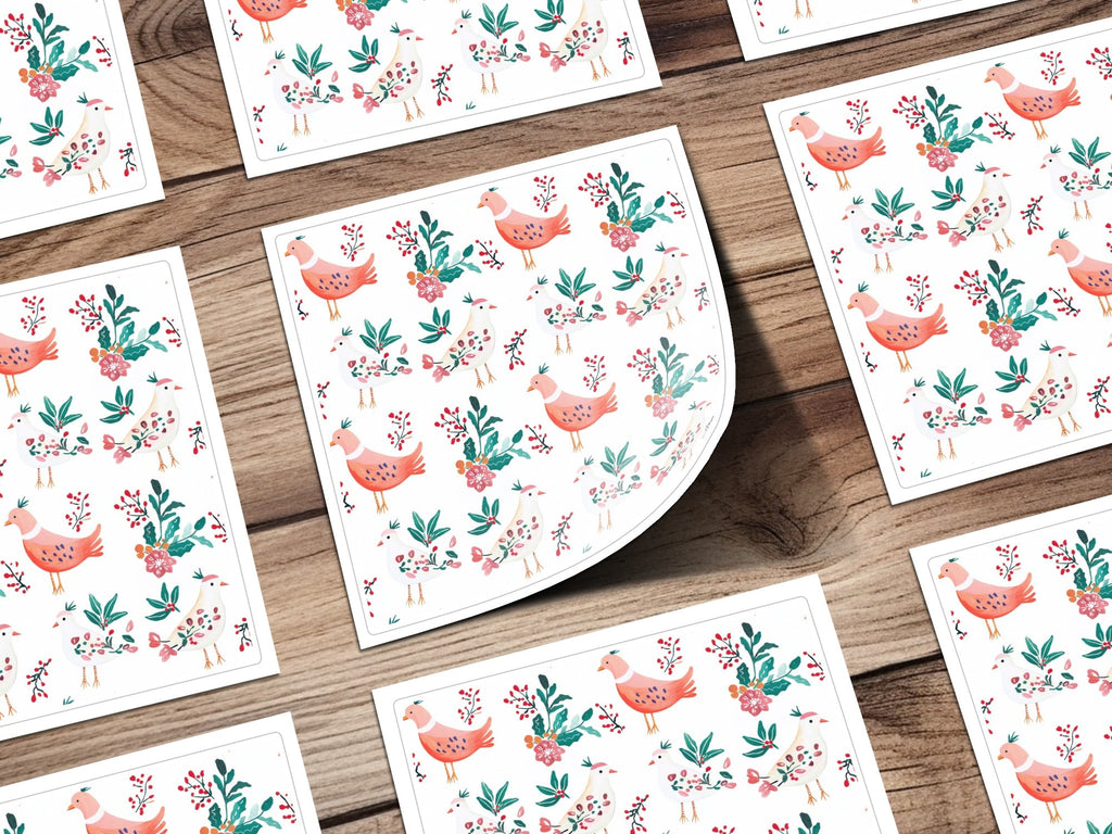 Birds Flowers Repeat Pattern Nature Inspired Design Digital - Moore and Mountain