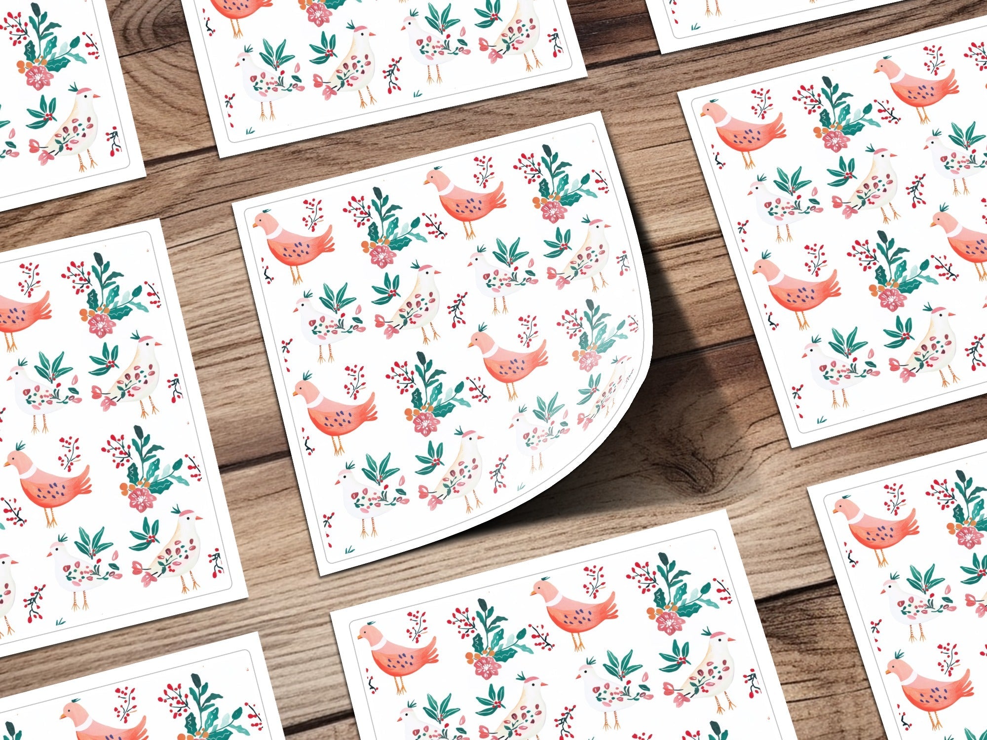 Birds Flowers Repeat Pattern Nature Inspired Design Digital - Moore and Mountain