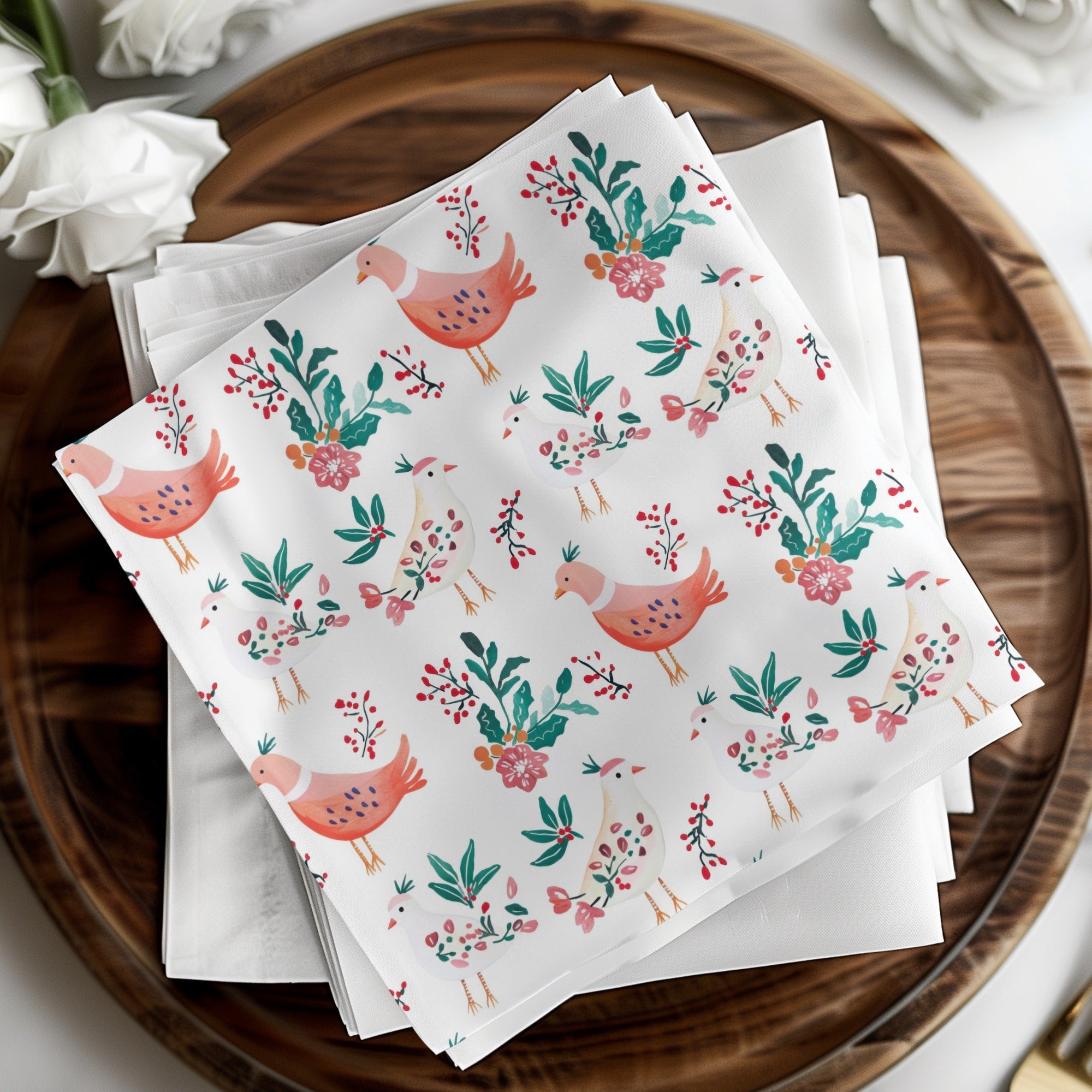 Birds Flowers Repeat Pattern Nature Inspired Design Digital - Moore and Mountain