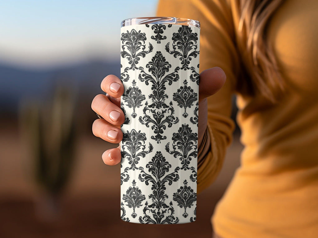 Black Damask Vintage Ornament Classic Repeating Background Design Digital - Moore and Mountain