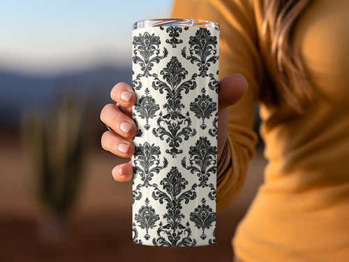 Black Damask Vintage Ornament Classic Repeating Background Design Digital - Moore and Mountain