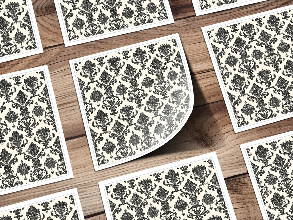 Black Damask Vintage Ornament Classic Repeating Background Design Digital - Moore and Mountain