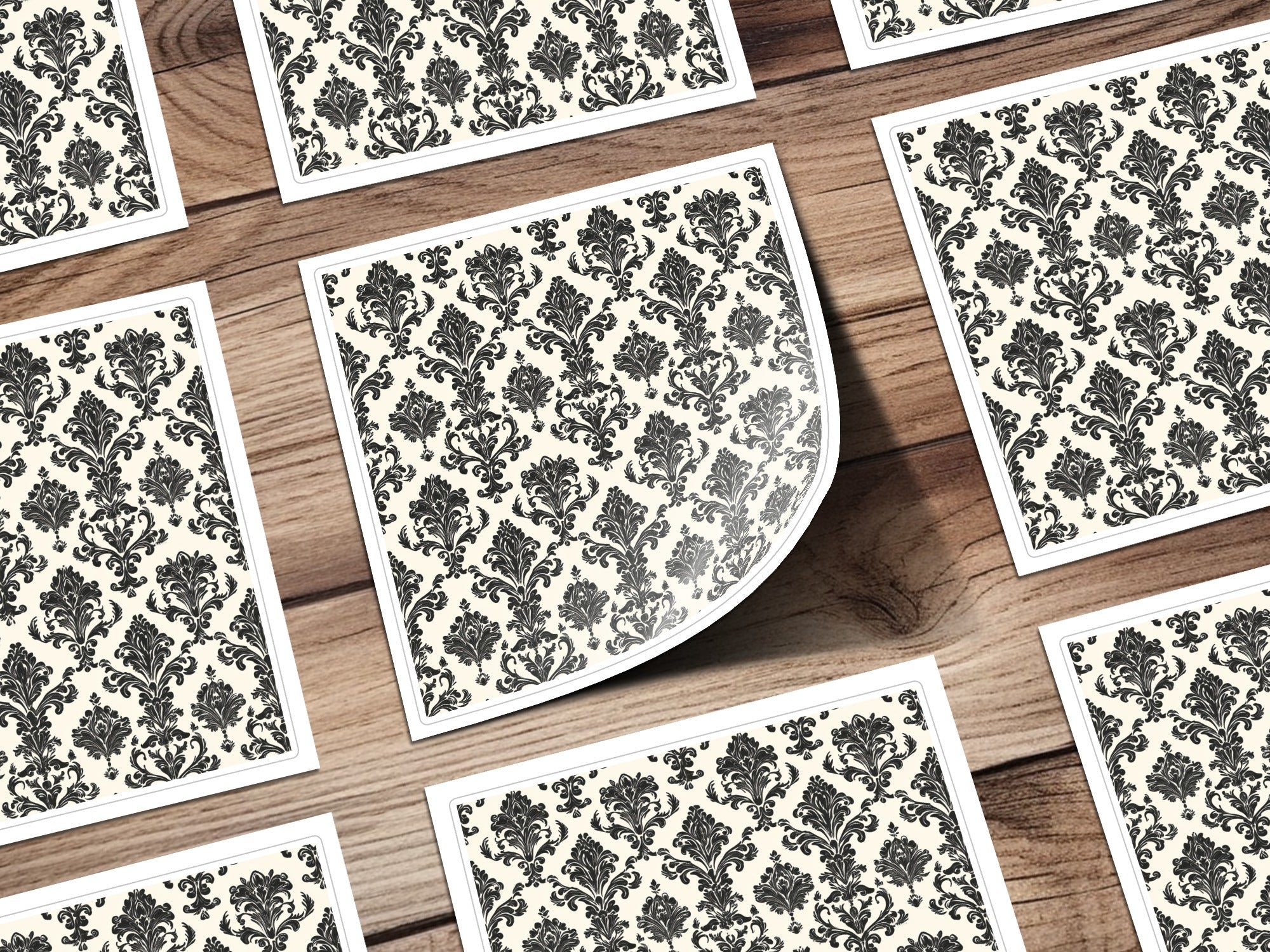 Black Damask Vintage Ornament Classic Repeating Background Design Digital - Moore and Mountain