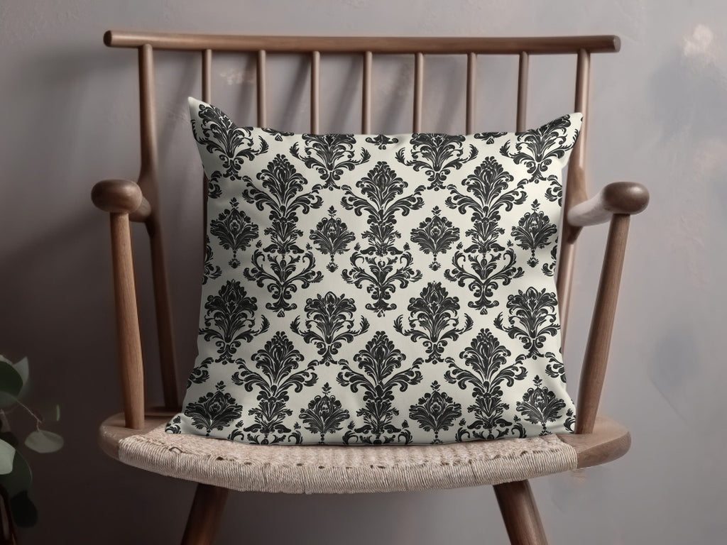 Black Damask Vintage Ornament Classic Repeating Background Design Digital - Moore and Mountain