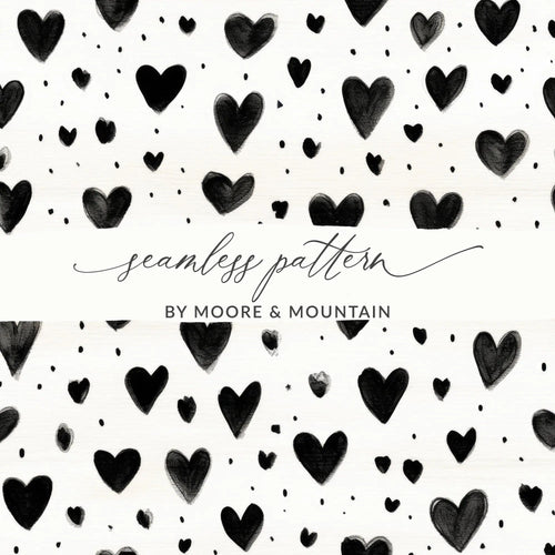 Black Heart Digital Paper, Seamless Pattern, Grunge Texture, Love Clipart, Scrapbook Paper, Fabric Design, Digital Background - Moore and Mountain