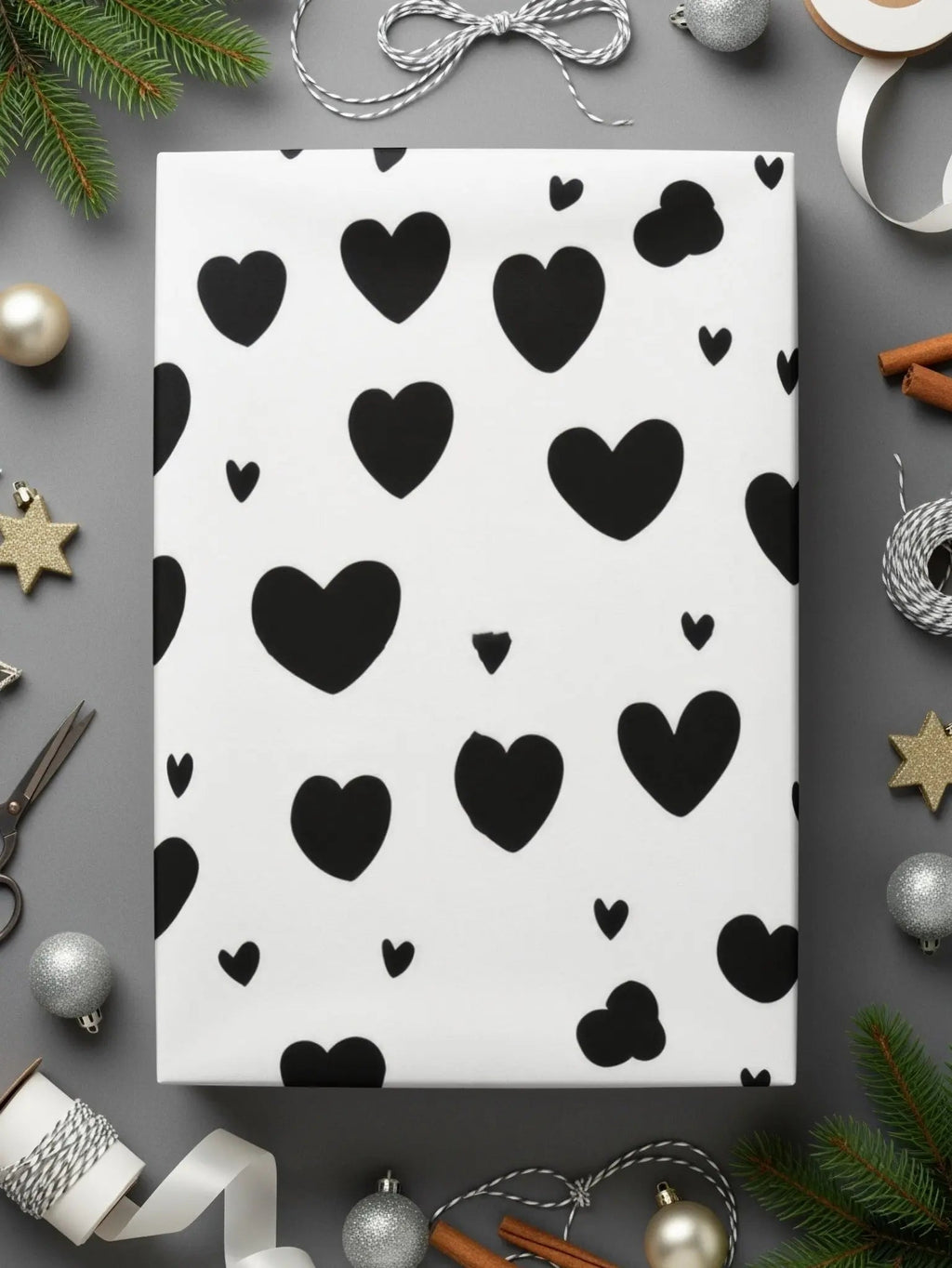 Black Hearts Pattern Digital Paper, Seamless Heart Background, Trendy Digital Paper, Love Pattern JPEG, Commercial Use - Moore and Mountain