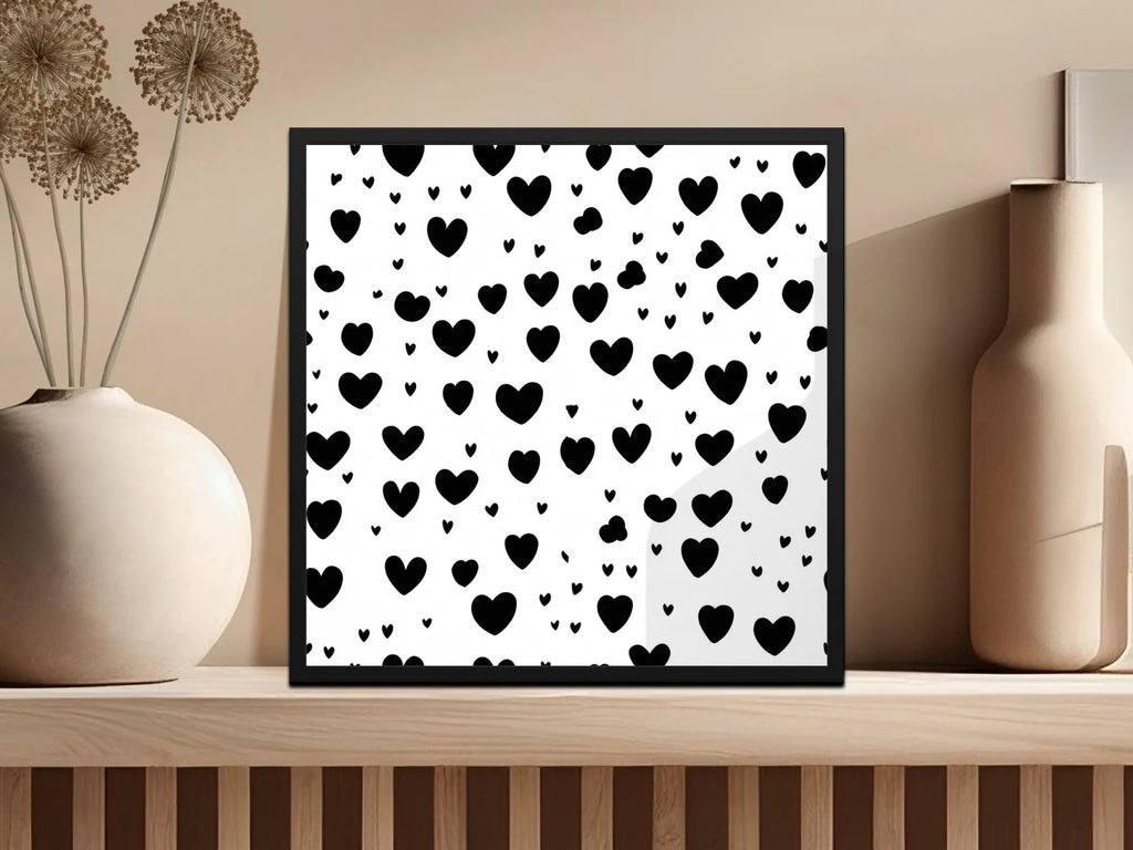 Black Hearts Pattern Digital Paper, Seamless Heart Background, Trendy Digital Paper, Love Pattern JPEG, Commercial Use - Moore and Mountain