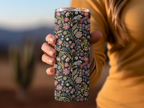 Black Multicolor Flowers Leaves Digital Pattern Seamless - Moore and Mountain