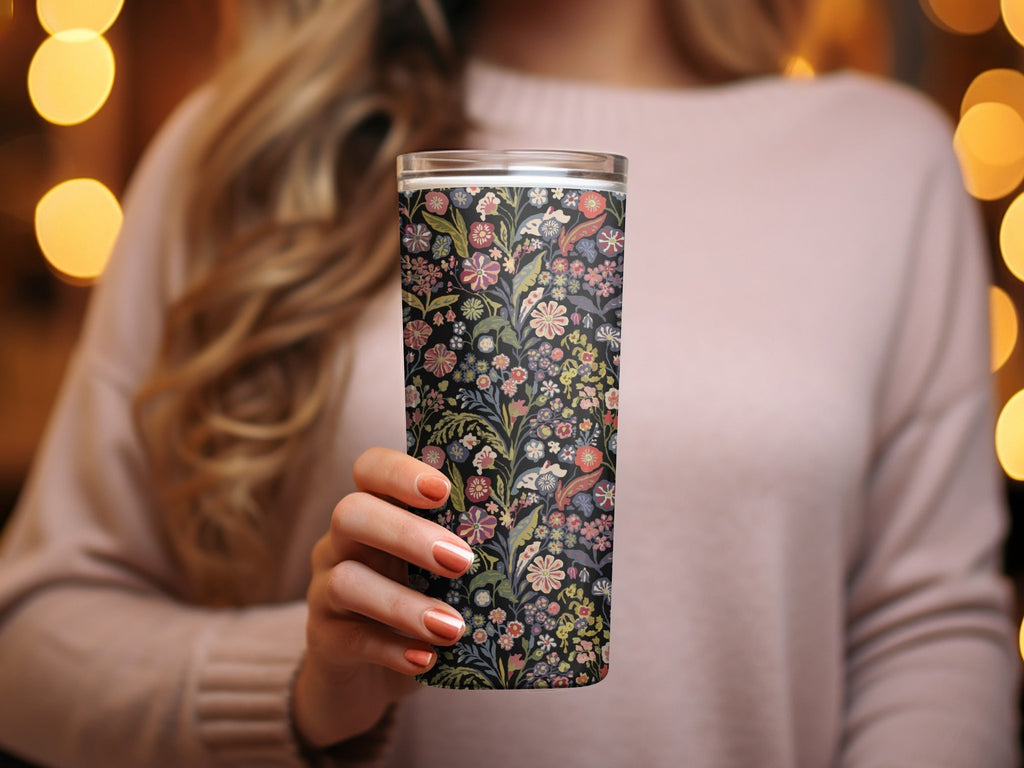 Black Multicolor Flowers Leaves Digital Pattern Seamless - Moore and Mountain